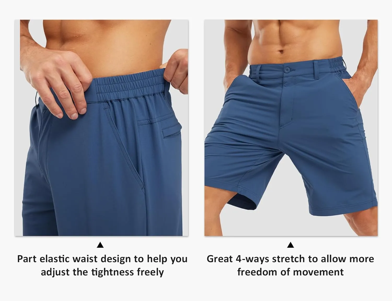 TBMPOY Men's Shorts Golf 9" Casual Elastic Waist Quick Dry Flat Front Travel Shorts with 5 Pockets