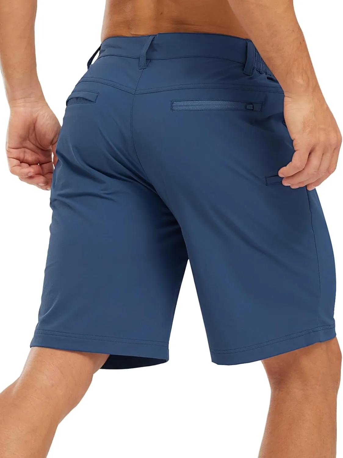 TBMPOY Men's Shorts Golf 9" Casual Elastic Waist Quick Dry Flat Front Travel Shorts with 5 Pockets