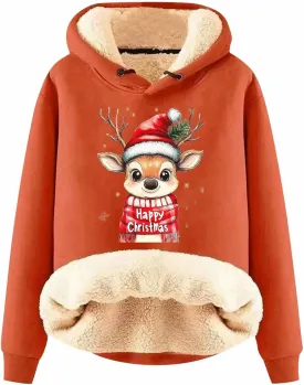 Ugly Christmas Sweatshirts for Women Y2k Pullover Tops Oversized Sweatshirt Loose Fit Drawstring Cute Preppy Hoodie