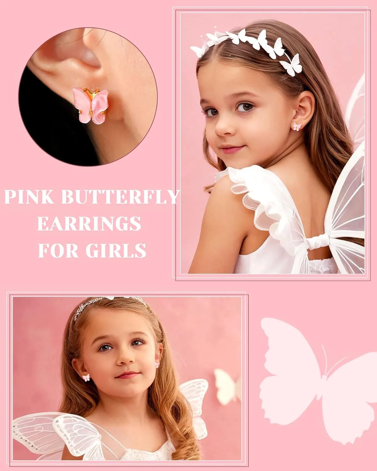 UPROMI Hypoallergenic Butterfly Earrings for Daughter/Granddaughter/Niece, Valentines Christmas Birthday Gifts for Girls