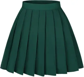 Women's High Waist Pleated Cosplay Cheer Skirt Mini School Tennis Skirts Thanksgiving Day Christmas Skirt