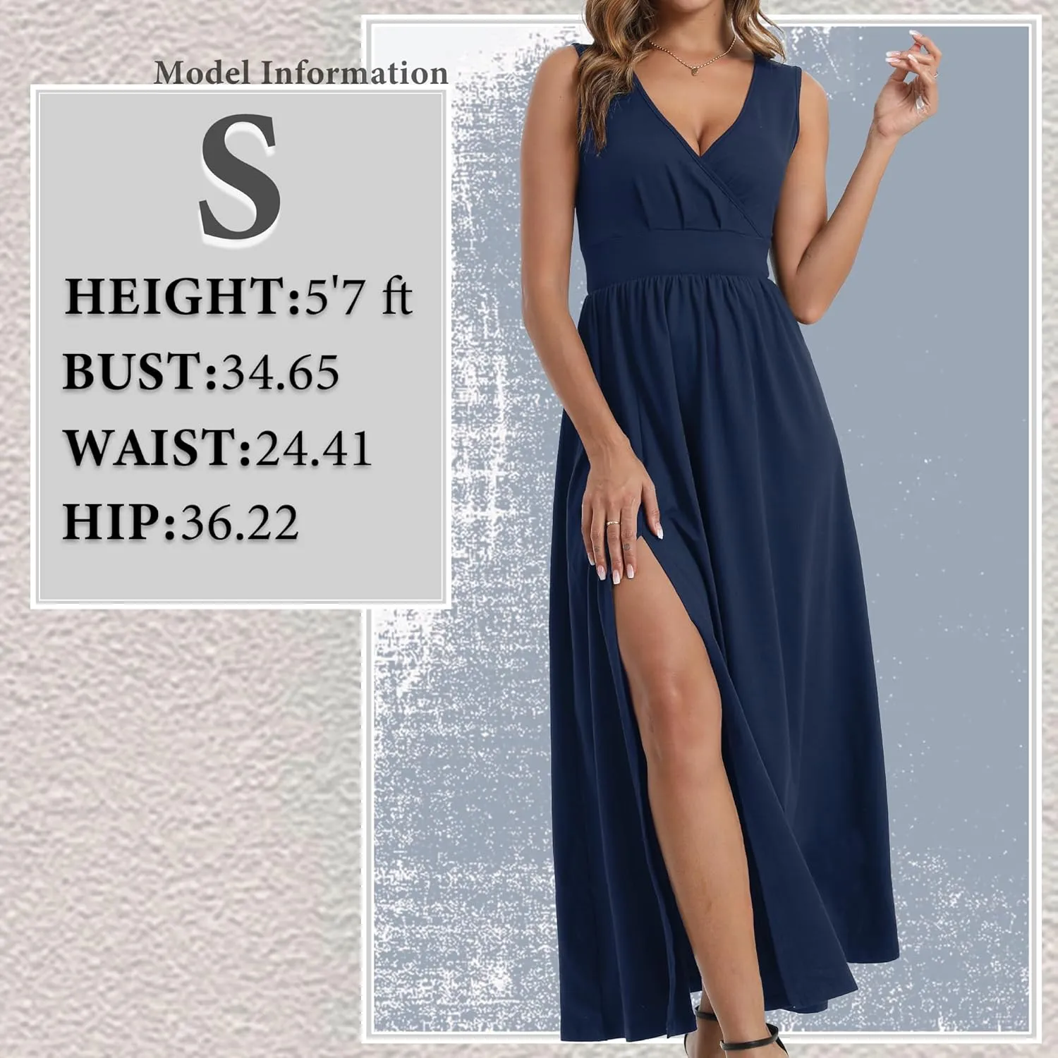 Womens Sleeveless Sexy Deep V-Neck Maxi Slit Dress Casual Summer Beach Resort Sundress Long Flowy Split Dresses