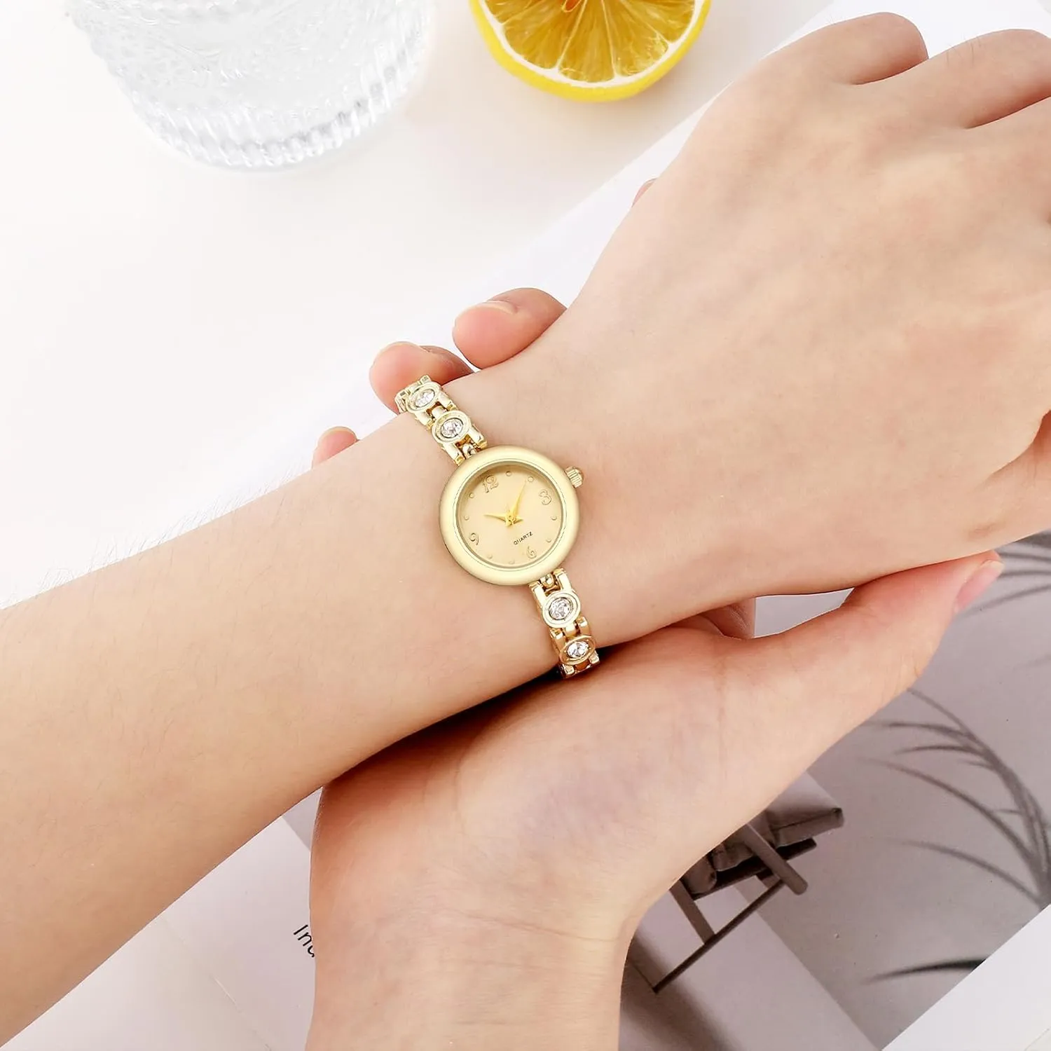 Womens Waterproof Wrist Watch,Women's Small Thin Analog Bracelet Quartz Watch Dainty Christmas Gifts