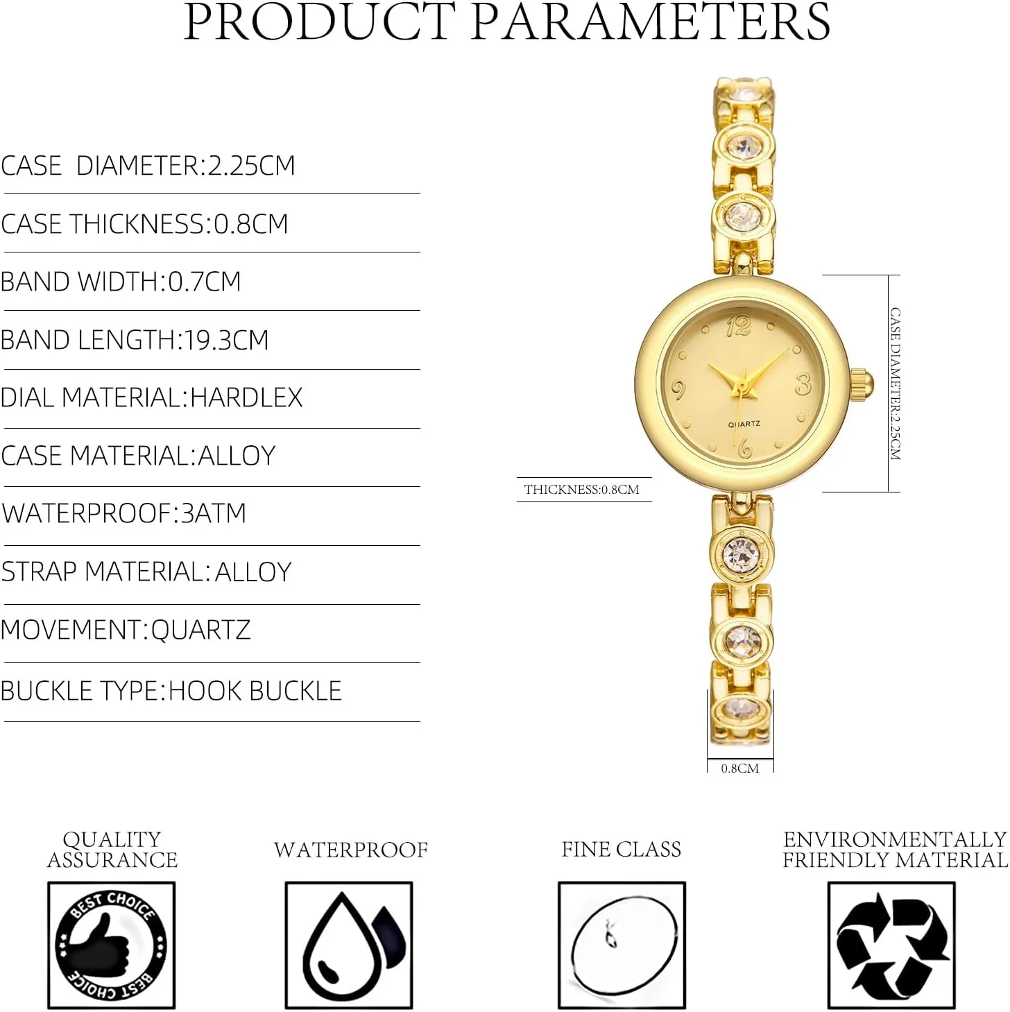 Womens Waterproof Wrist Watch,Women's Small Thin Analog Bracelet Quartz Watch Dainty Christmas Gifts